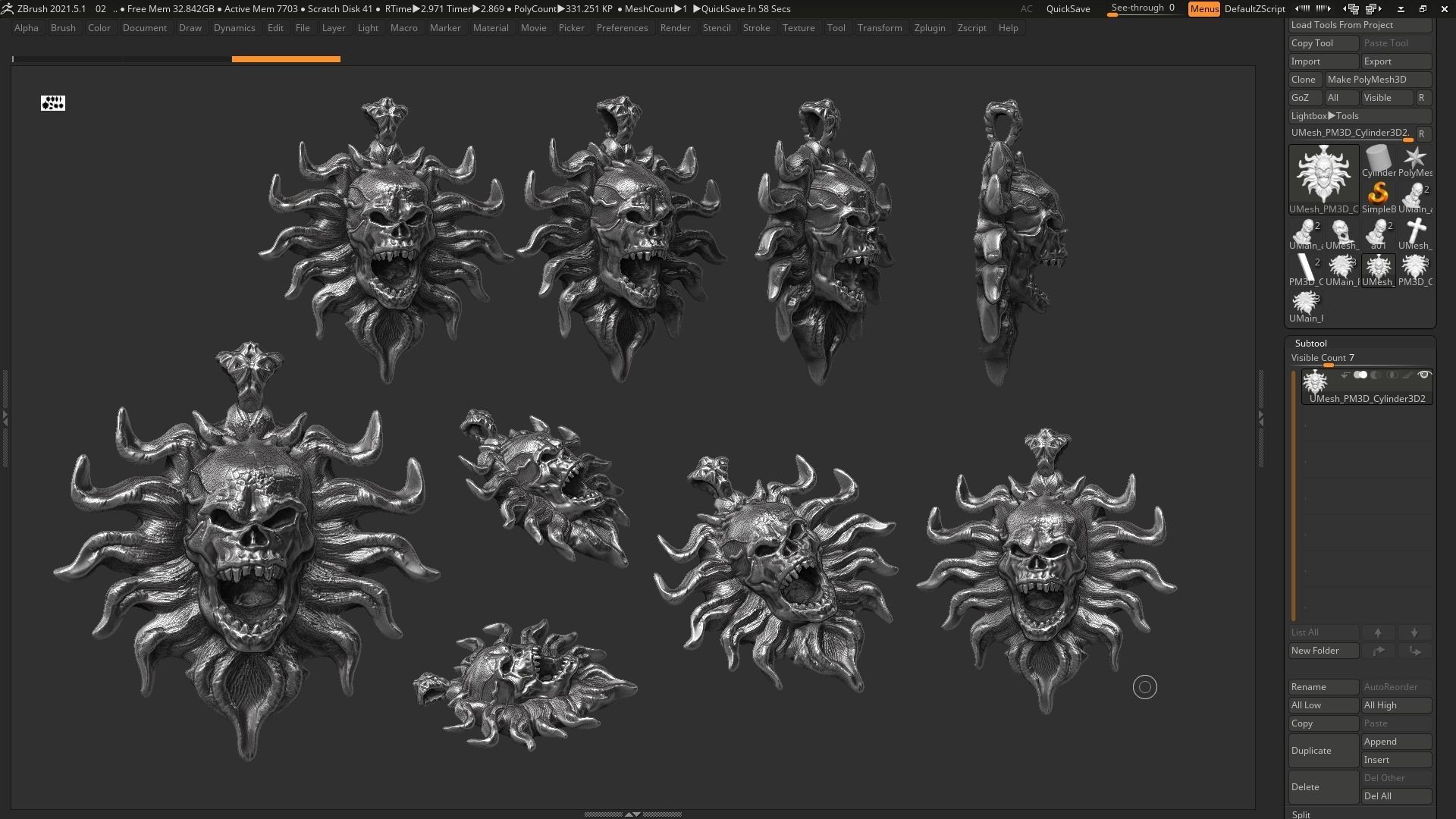 Skull Pendant 3d print model 22 3D print model_6