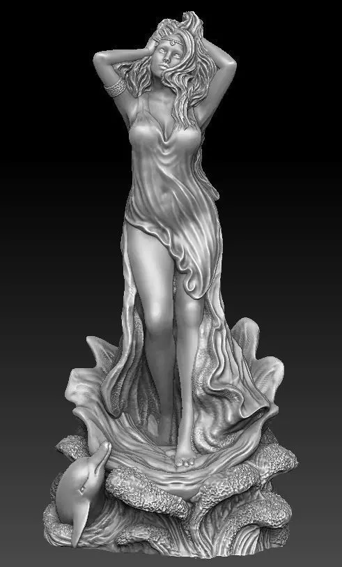 Aphrodite statue of woman in dress 3D print model_0