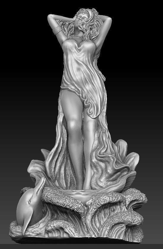Aphrodite statue of woman in dress 3D print model_8