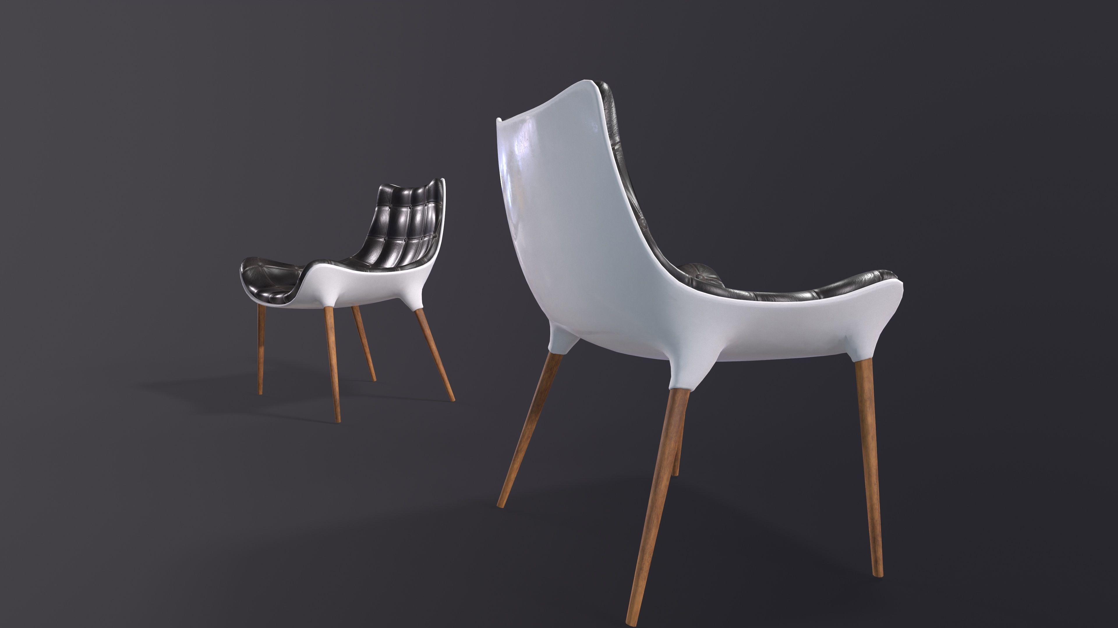 capitone chair Low-poly 3D model_2