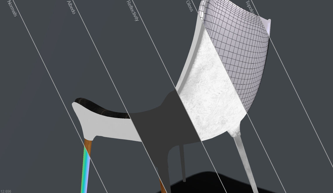 capitone chair Low-poly 3D model_5