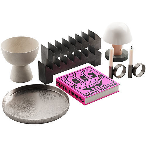 052 Living decor set PINK AND PILLAR 00 3D model