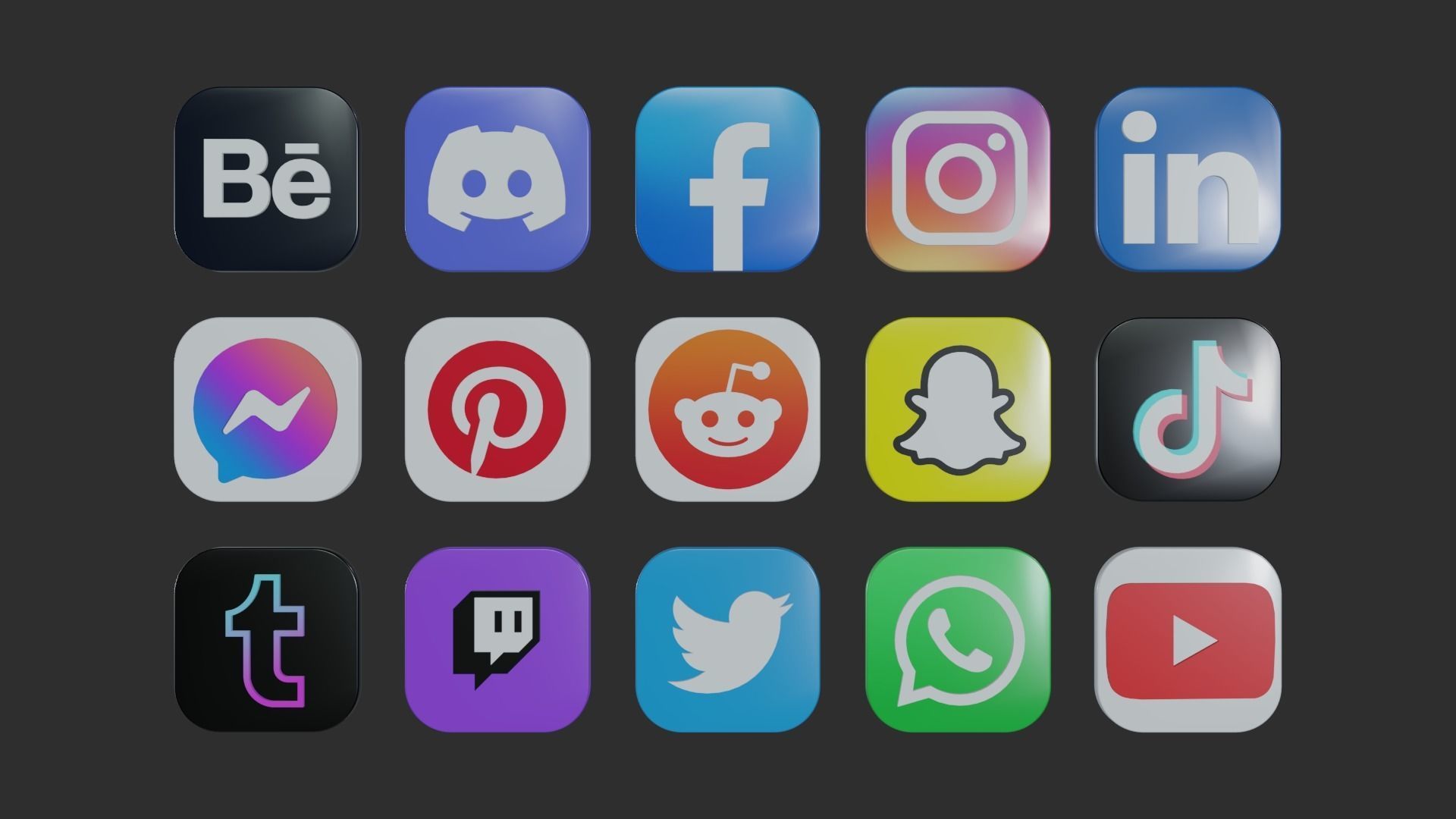 Social Media Icons 3D model_1