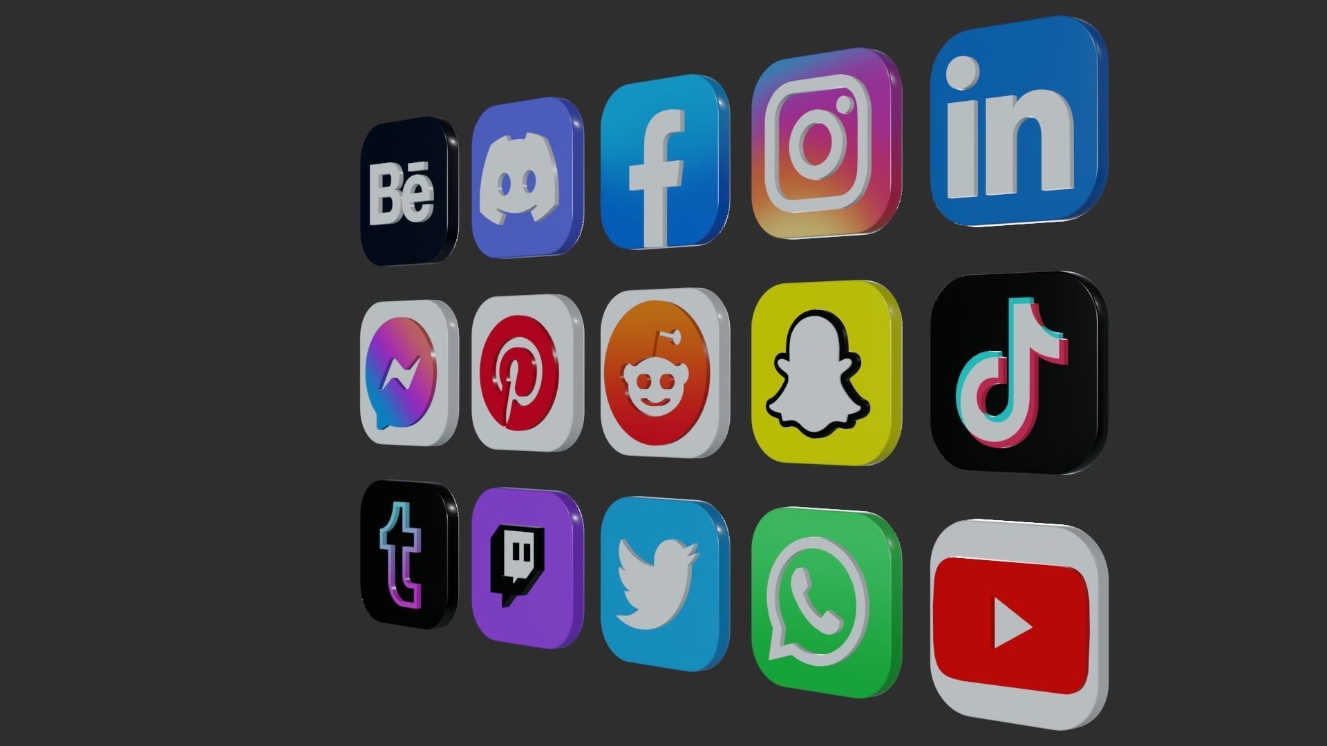 Social Media Icons 3D model_2