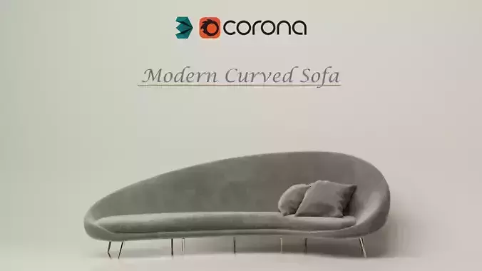 Modern Velvet and Brass Feet Curved Sofa 