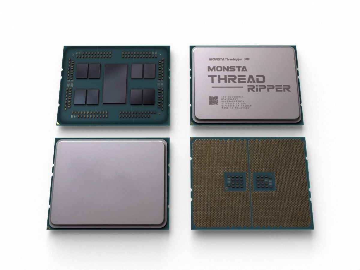 2019 AMD Ryzen Threadripper delidable cpu game asset Low-poly 3D model_5