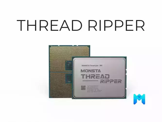 2019 AMD Ryzen Threadripper delidable cpu game asset Low-poly 3D model