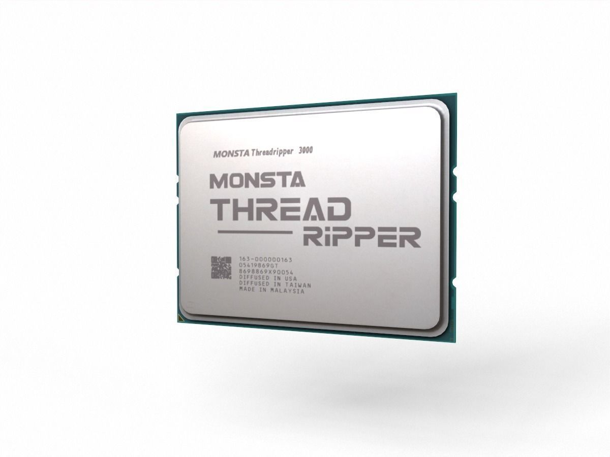 2019 AMD Ryzen Threadripper delidable cpu game asset Low-poly 3D model_1