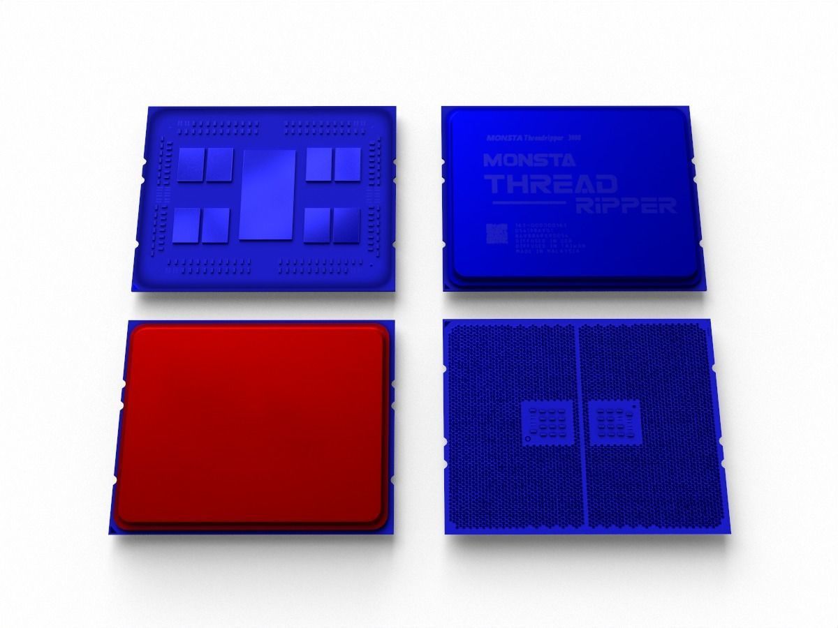 2019 AMD Ryzen Threadripper delidable cpu game asset Low-poly 3D model_7