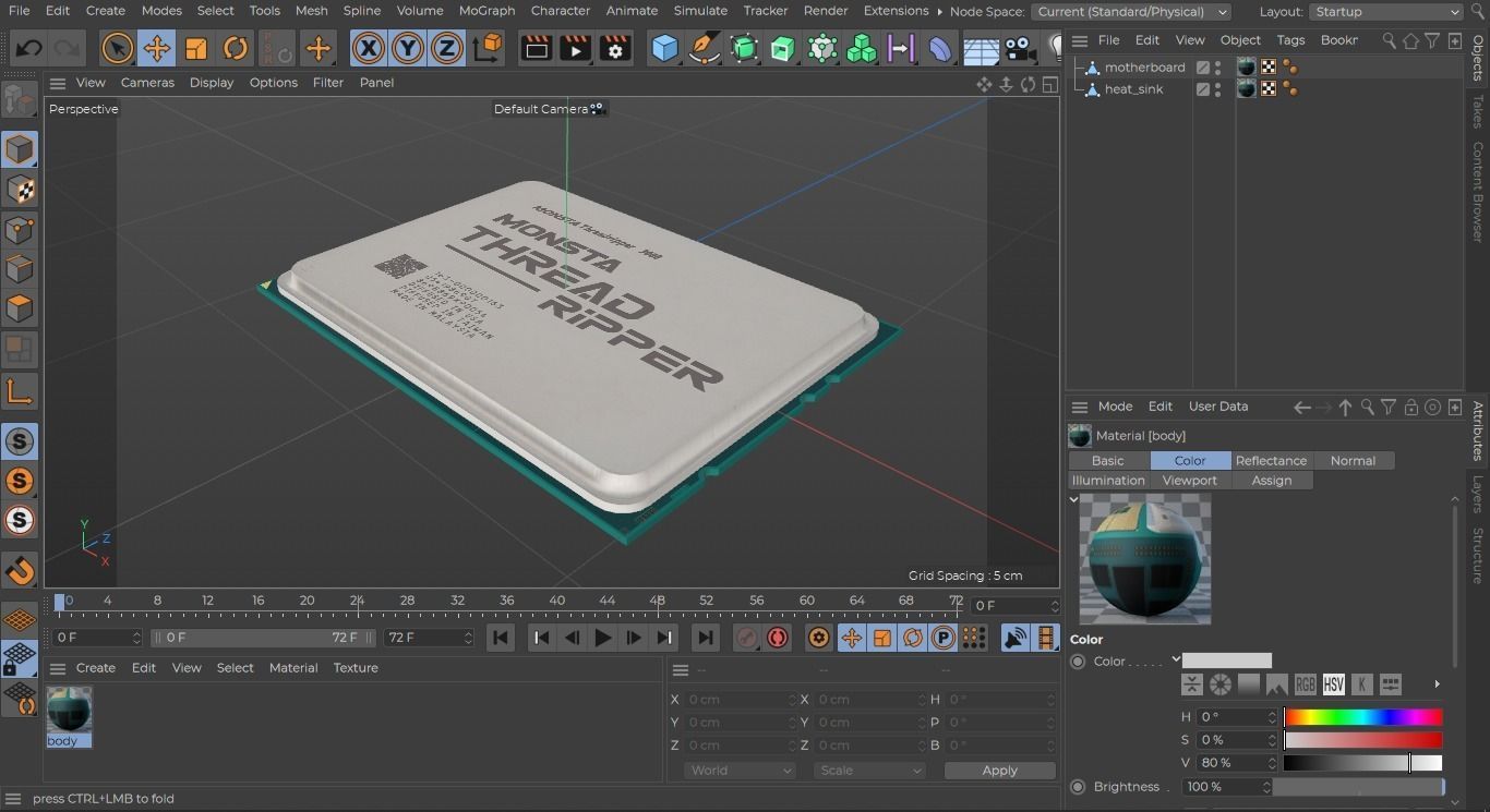 2019 AMD Ryzen Threadripper delidable cpu game asset Low-poly 3D model_10