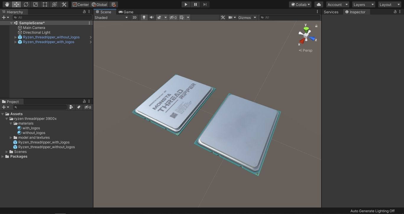 2019 AMD Ryzen Threadripper delidable cpu game asset Low-poly 3D model_8
