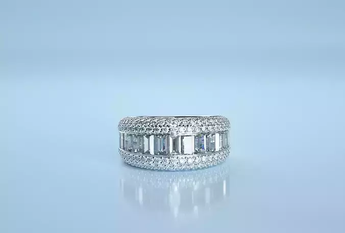 Baguette Stone Band with Tiny Circle Stones