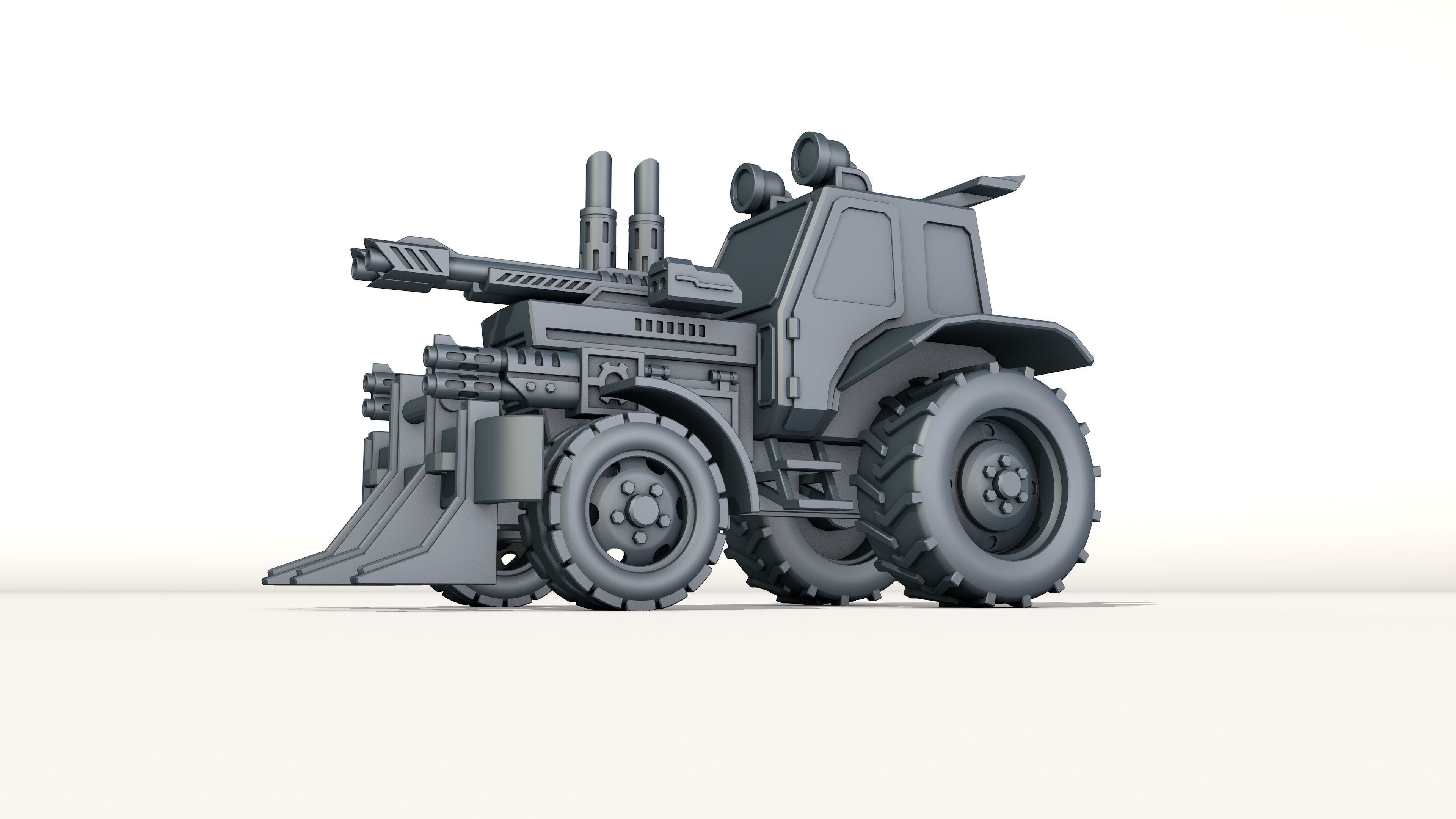 combat tractor 3D print model_3