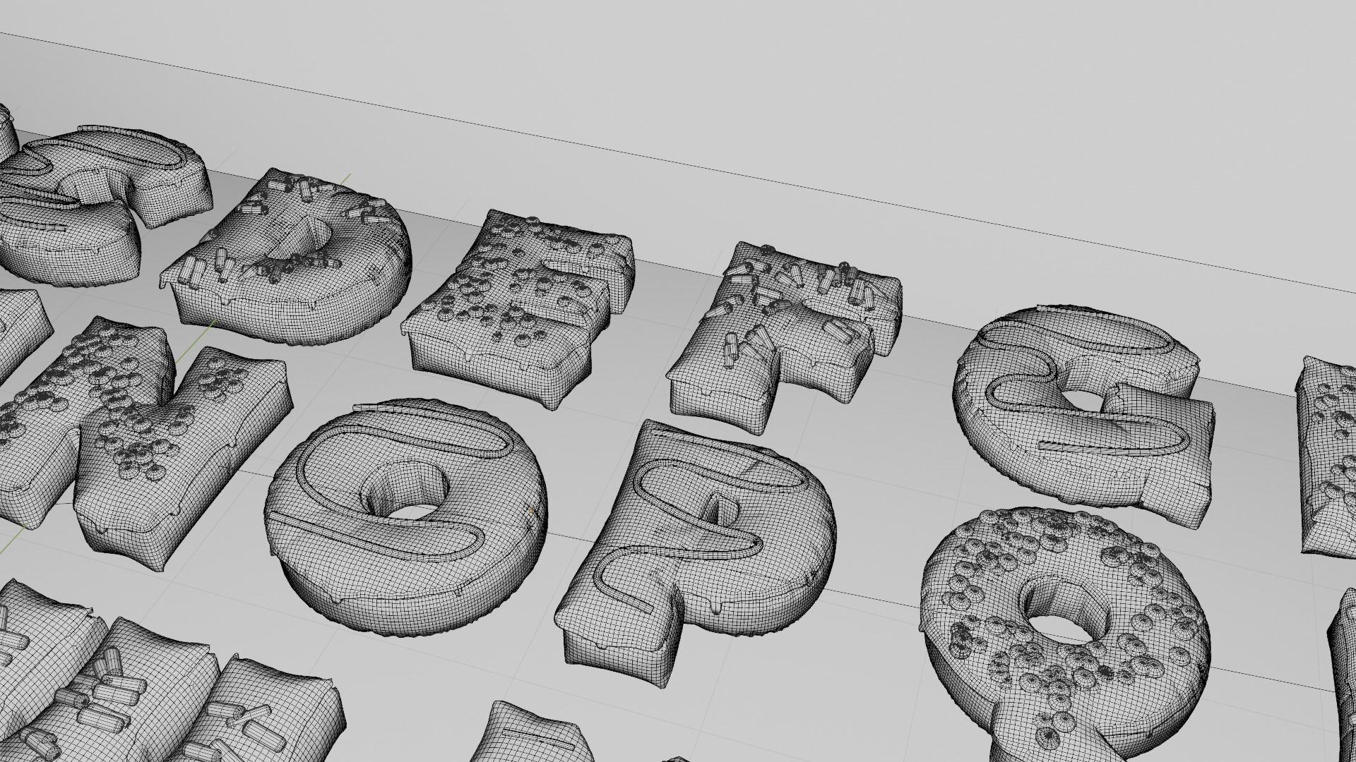 Donuts Alphabet 3D Low-poly 3D model_10
