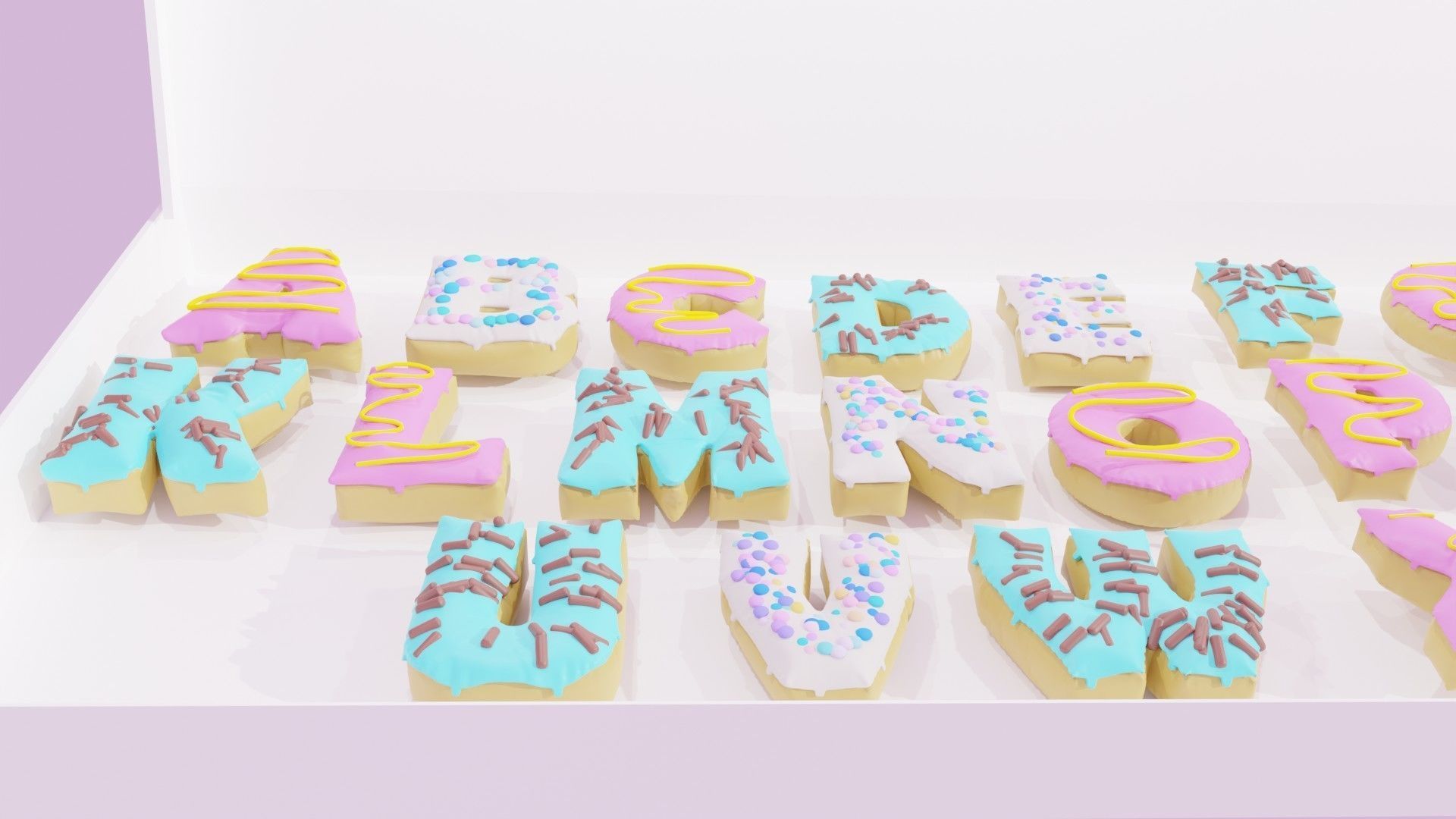 Donuts Alphabet 3D Low-poly 3D model_4