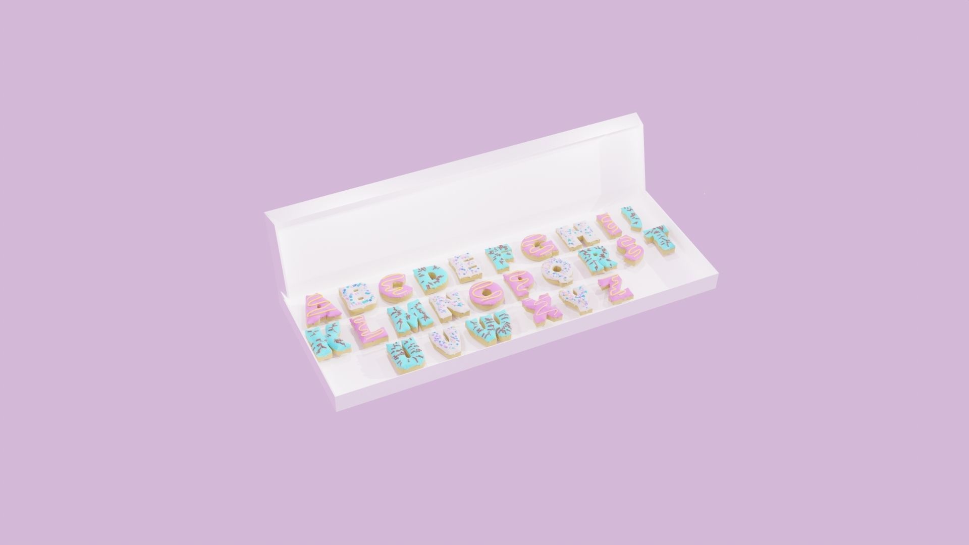 Donuts Alphabet 3D Low-poly 3D model_6