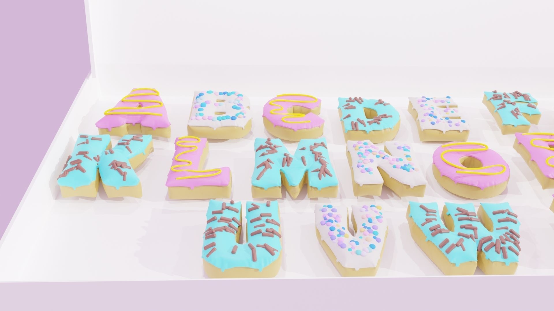 Donuts Alphabet 3D Low-poly 3D model_3