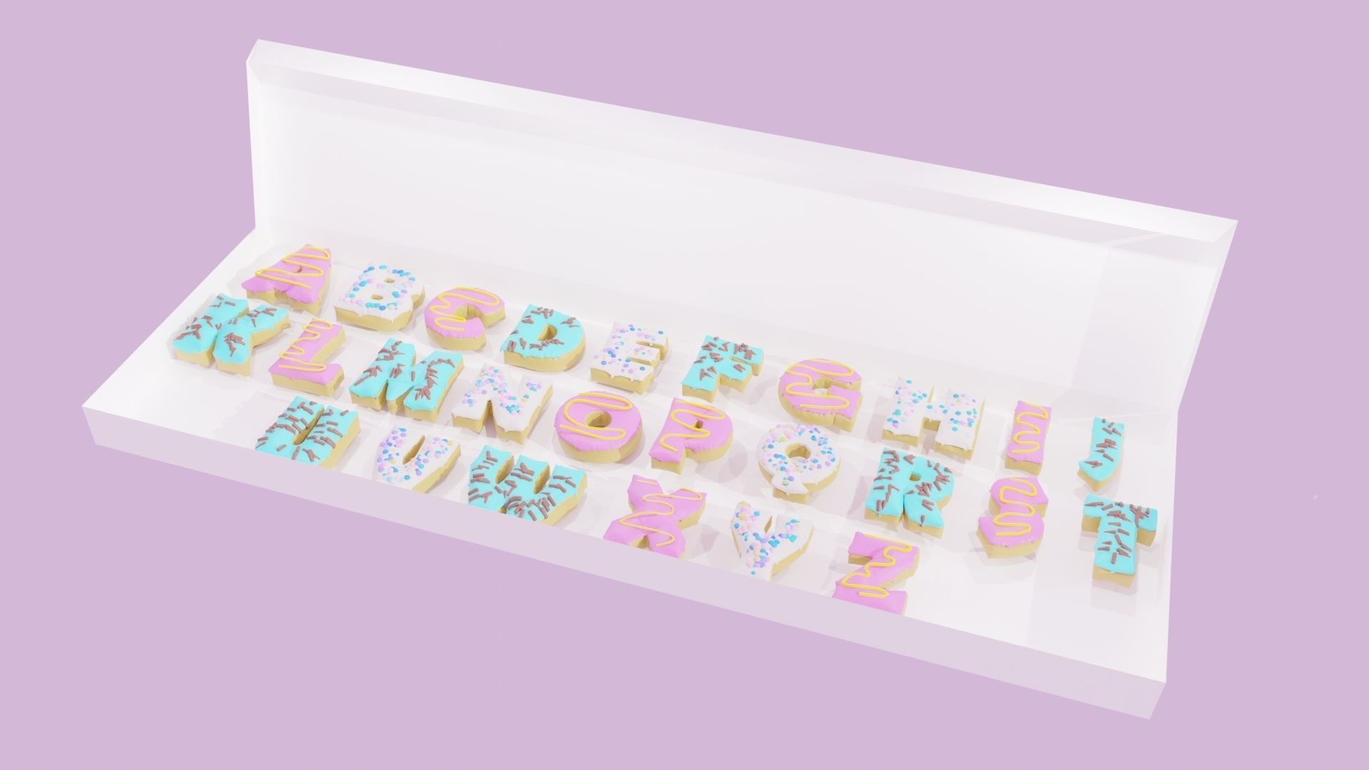 Donuts Alphabet 3D Low-poly 3D model_7