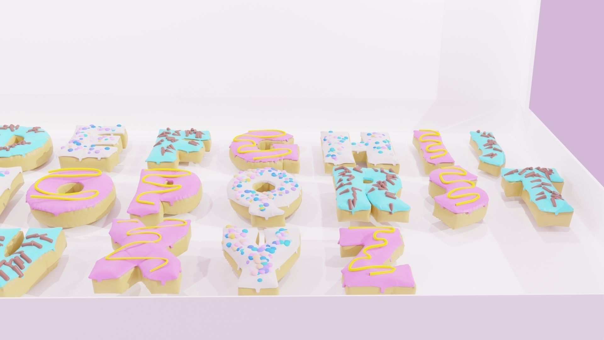 Donuts Alphabet 3D Low-poly 3D model_5