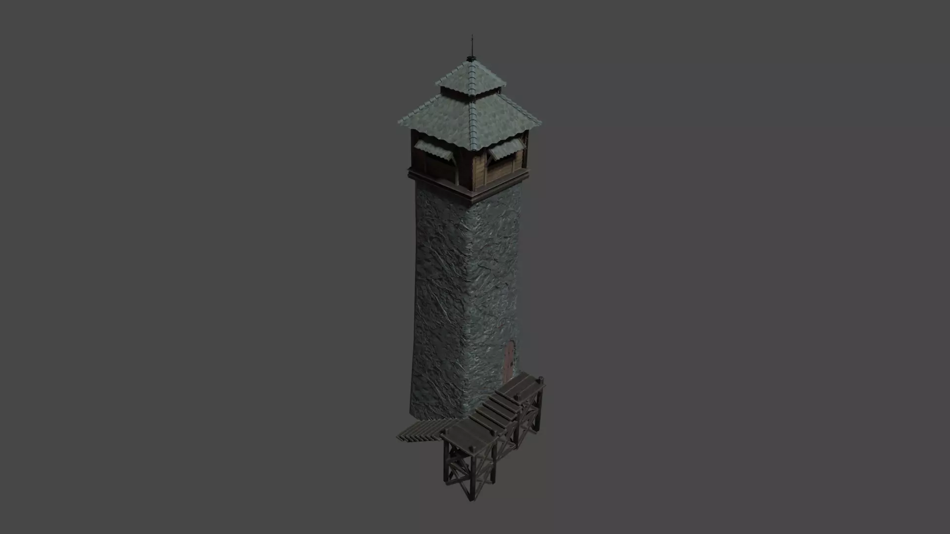Medieval Fantasy Tower Low-poly 3D model_0