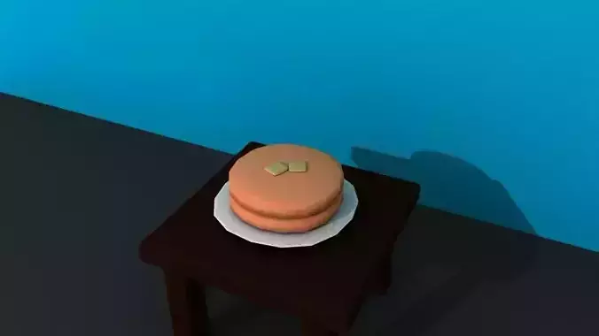 Low Poly Pancakes table with lamp on top Low-poly 3D model