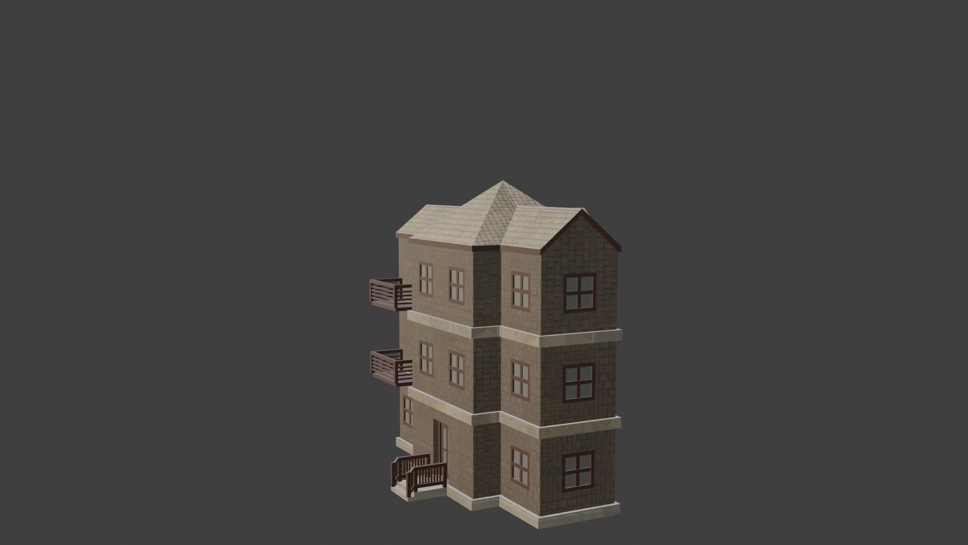 House Model 3 Low-poly 3D model_1