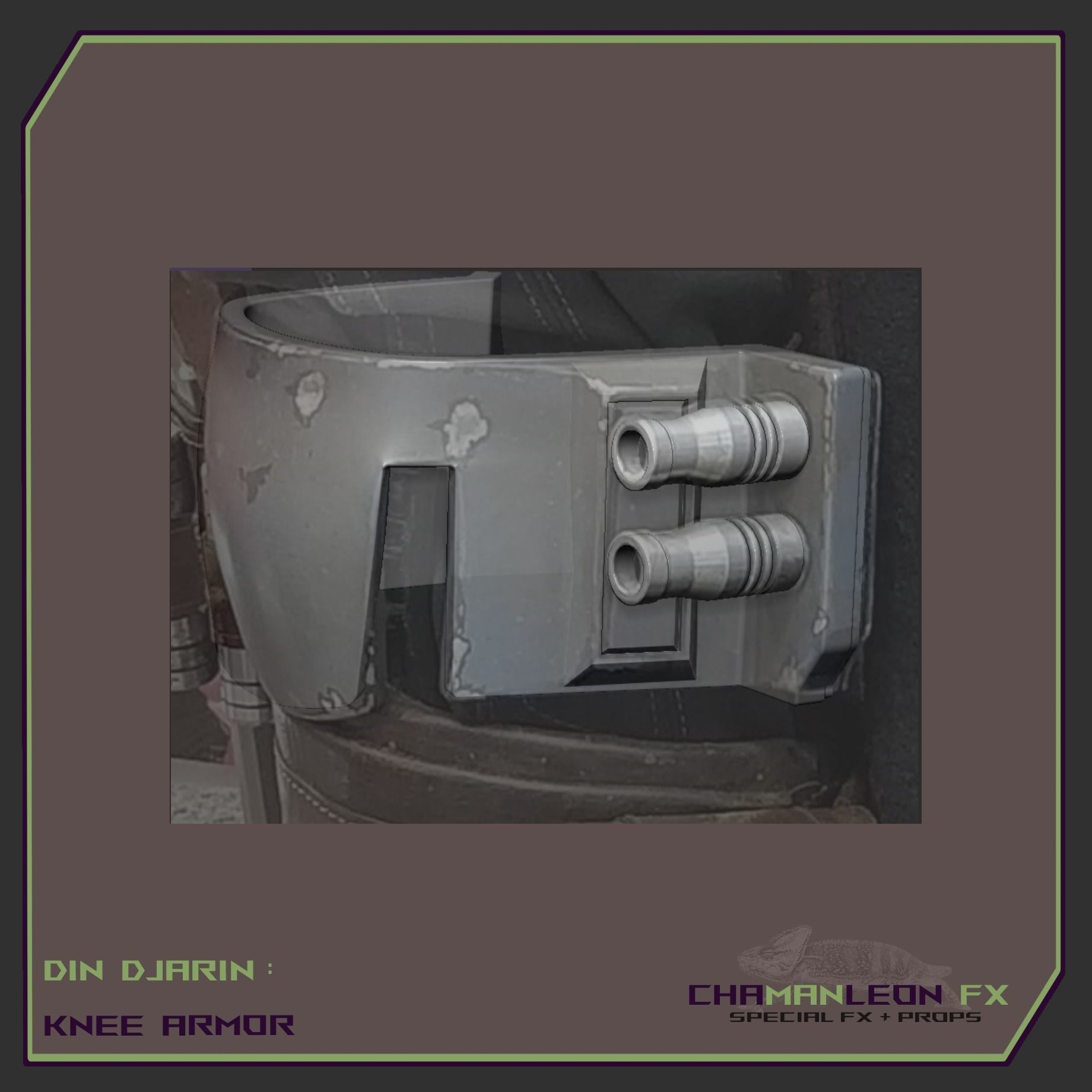 Din Djarin  Mandalorian Axe Woves Death Watch Knee Armor Cosplay 3D print model_9