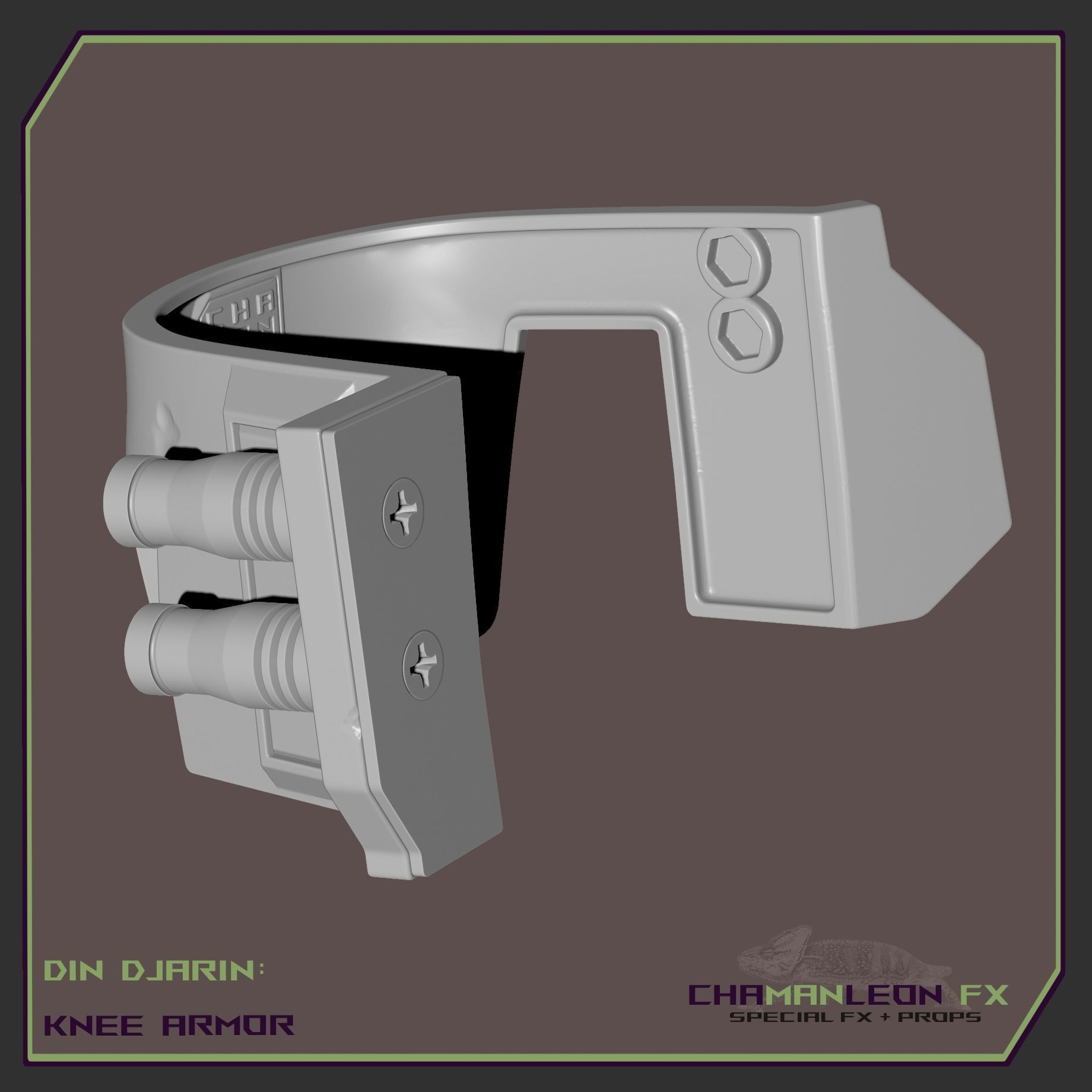 Din Djarin  Mandalorian Axe Woves Death Watch Knee Armor Cosplay 3D print model_5