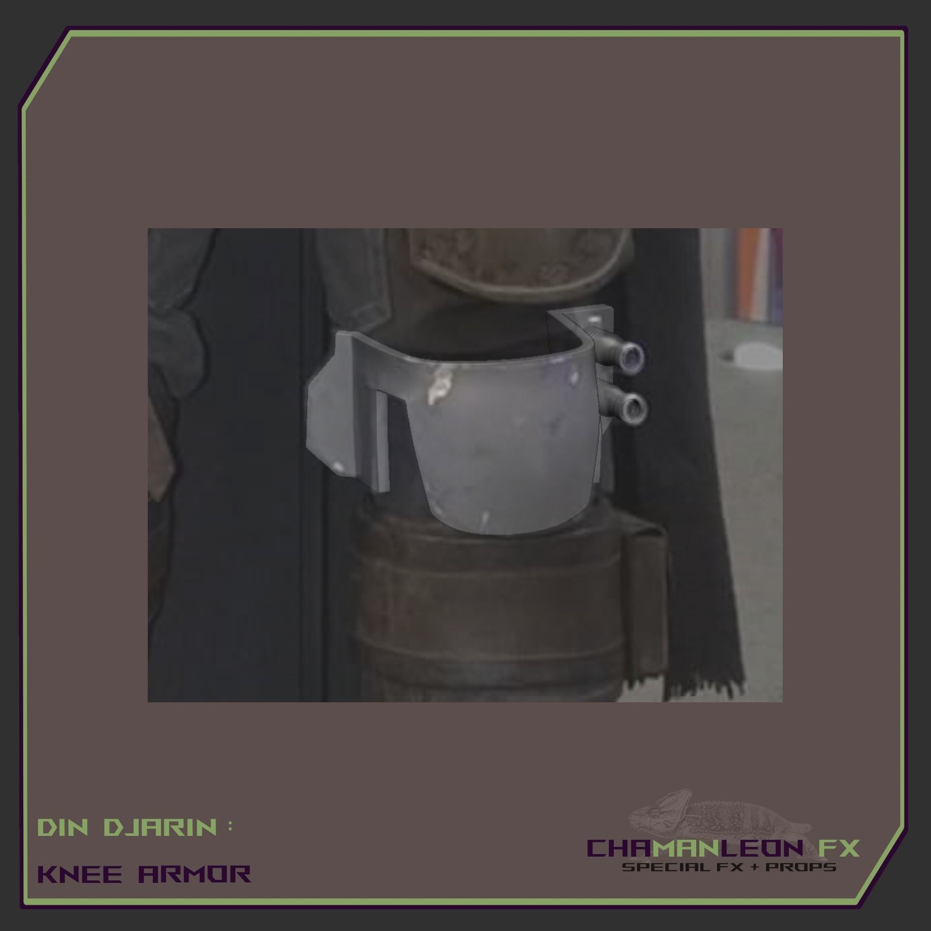 Din Djarin  Mandalorian Axe Woves Death Watch Knee Armor Cosplay 3D print model_8