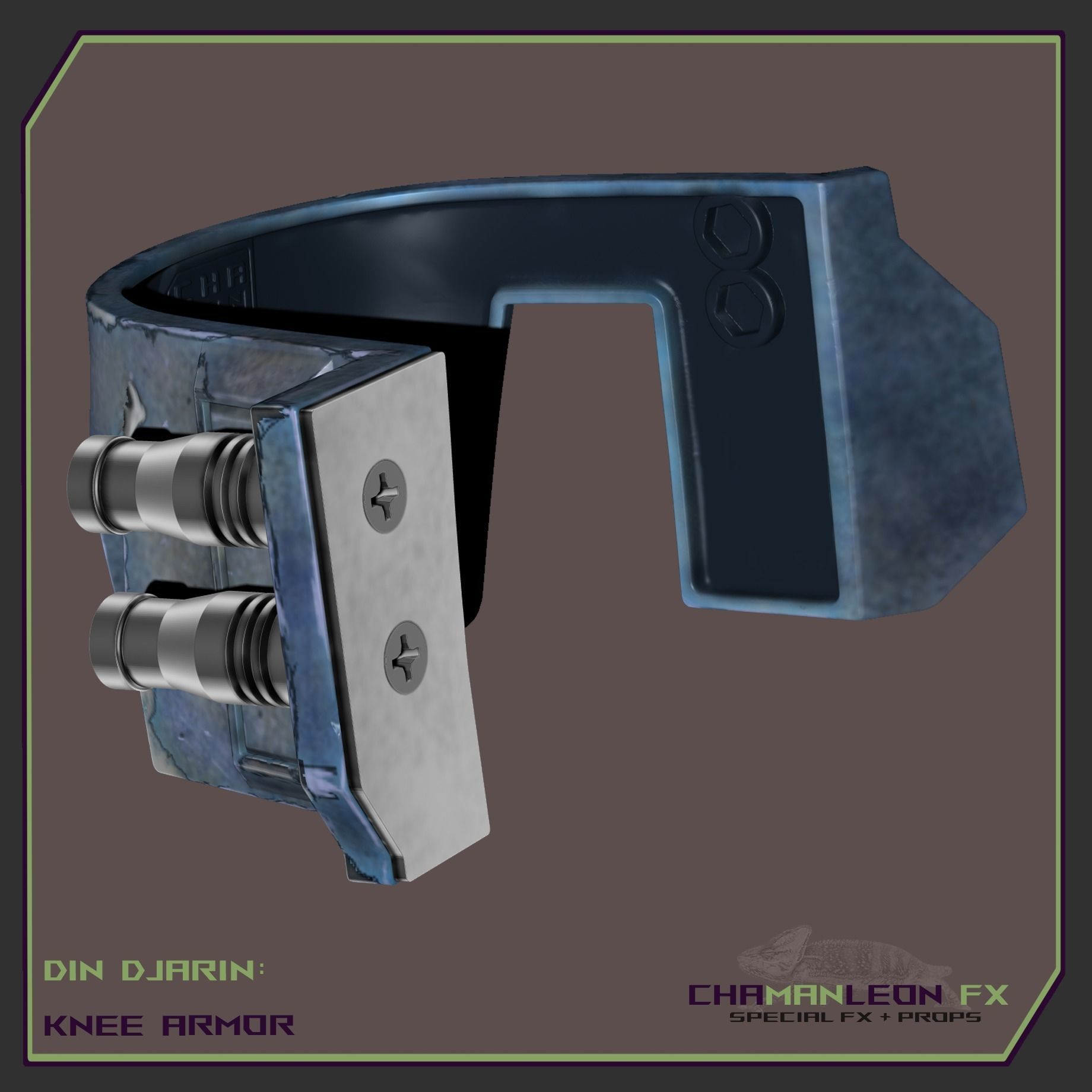 Din Djarin  Mandalorian Axe Woves Death Watch Knee Armor Cosplay 3D print model_3
