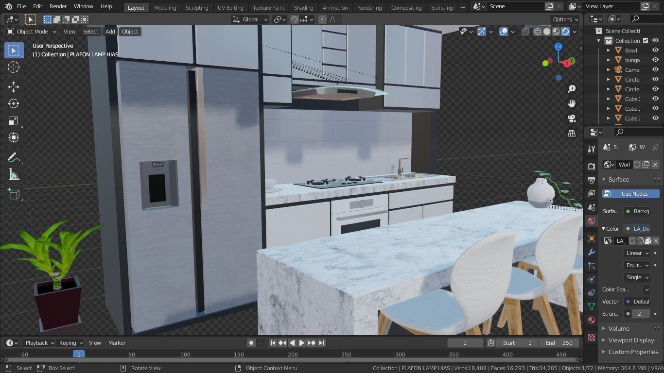 white modern design kitchen with lights - blender eevee Low-poly 3D model_12