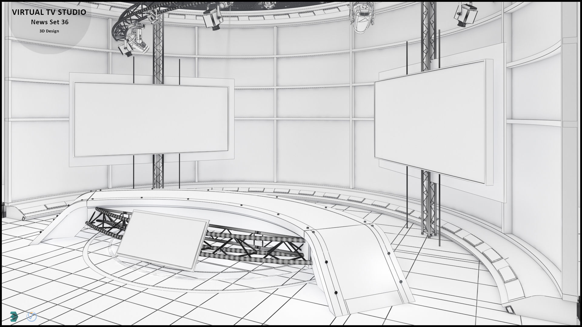 Virtual TV Studio News Set 36 3D model_13