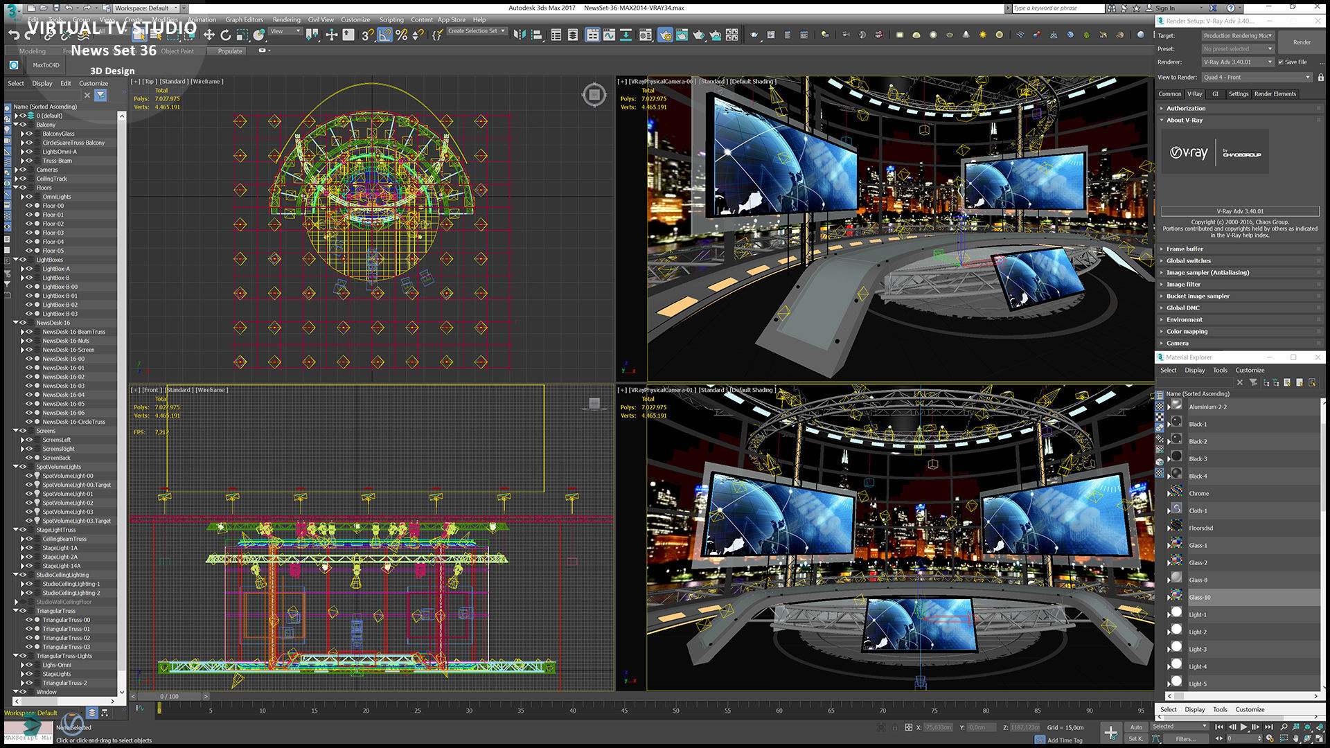 Virtual TV Studio News Set 36 3D model_21