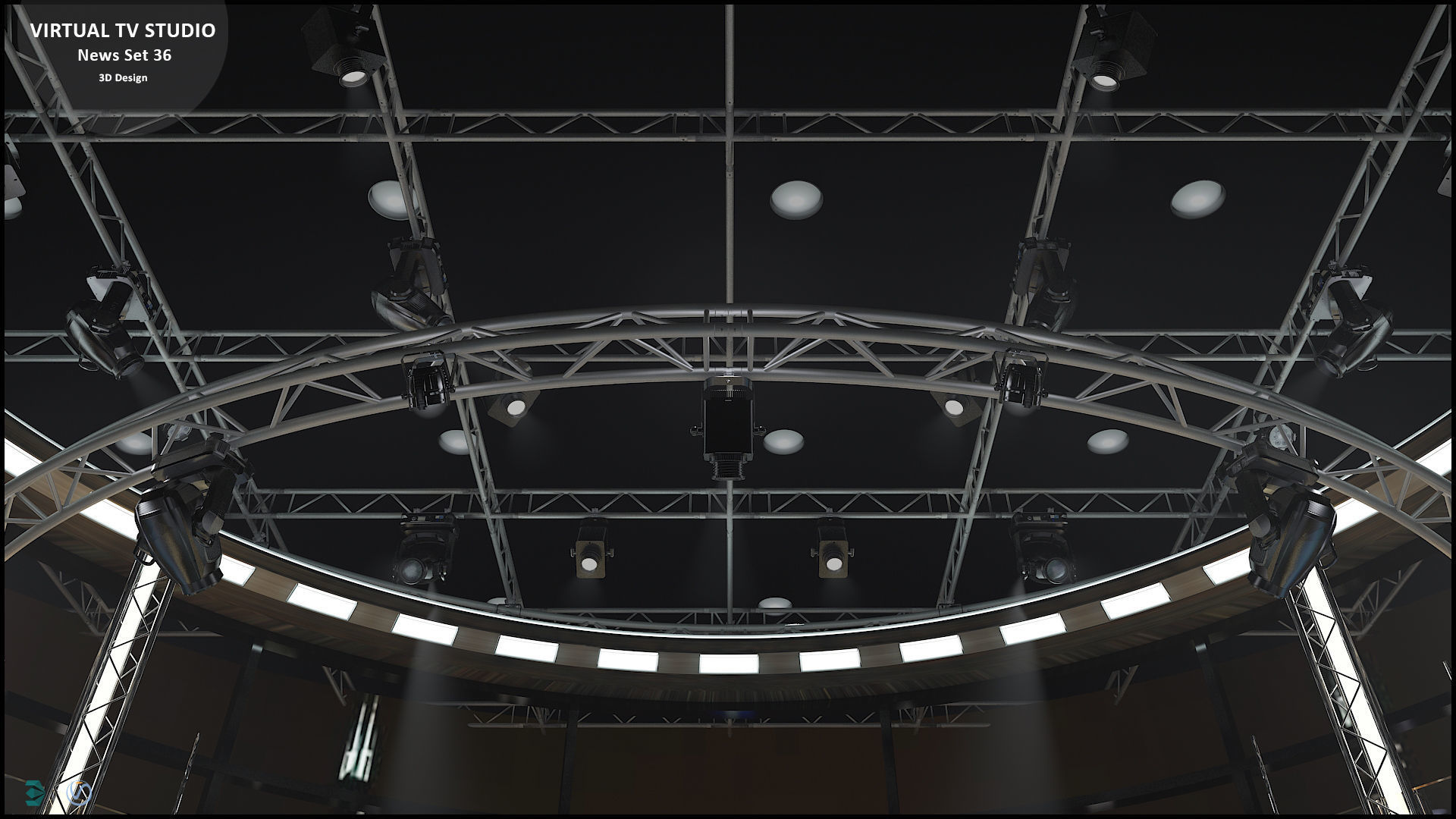 Virtual TV Studio News Set 36 3D model_16