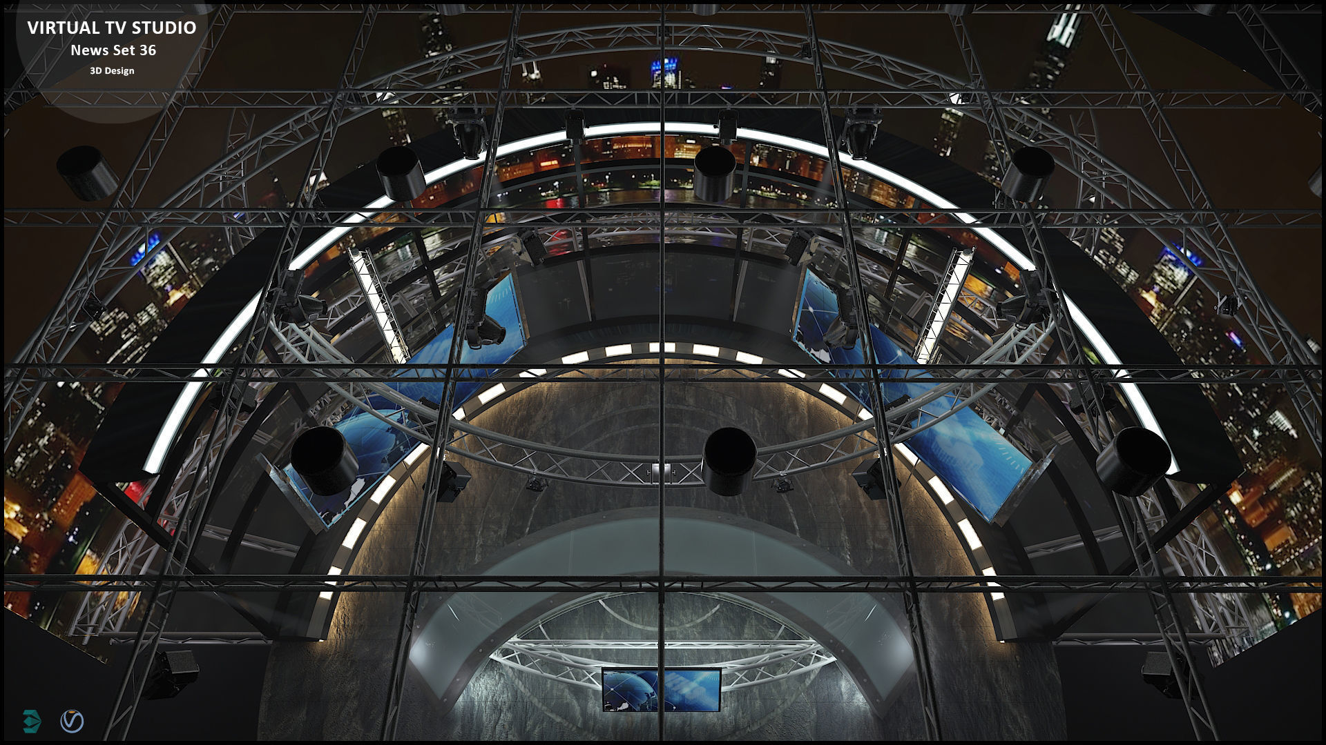 Virtual TV Studio News Set 36 3D model_14