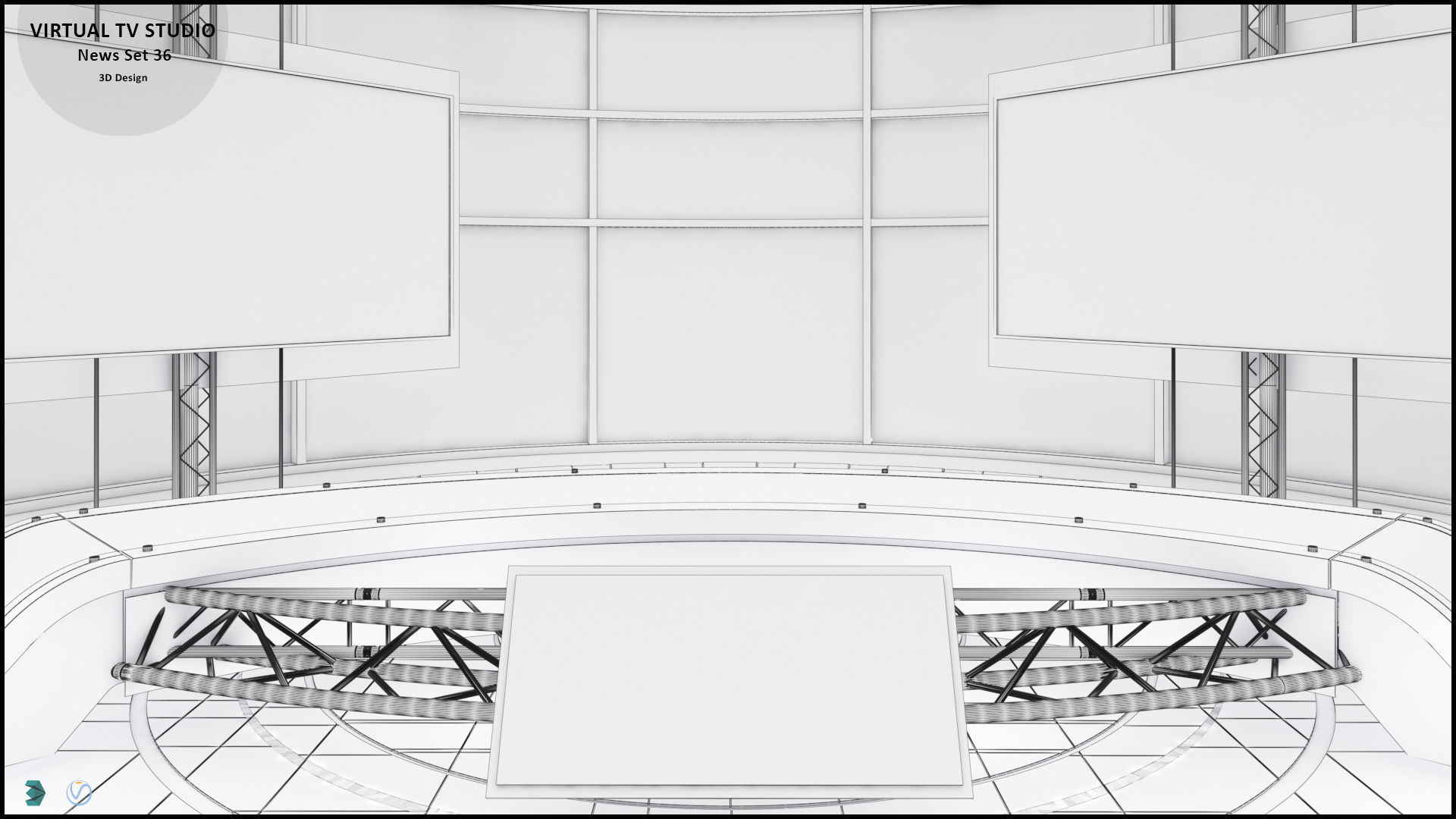 Virtual TV Studio News Set 36 3D model_9