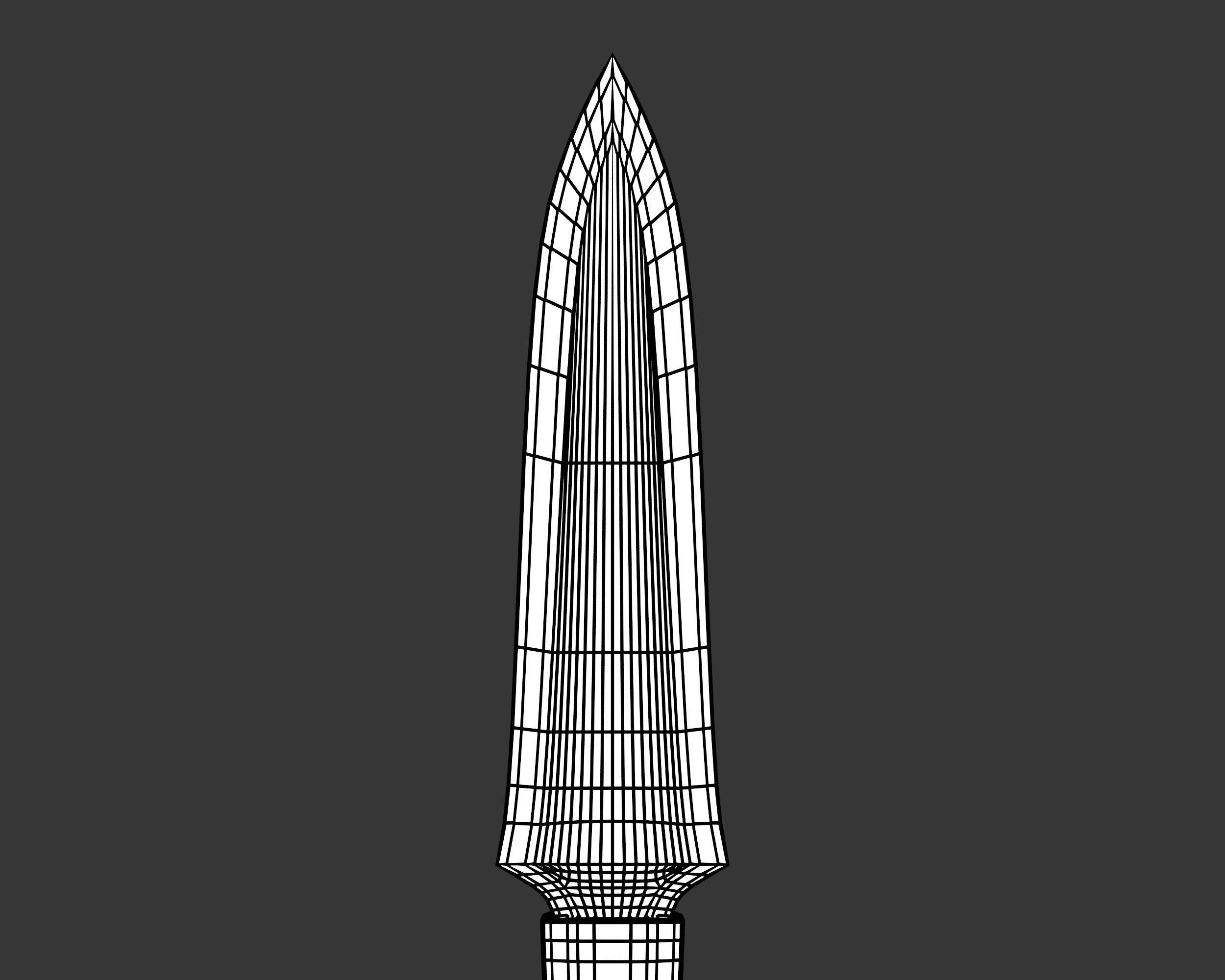 Medieval Knightly Weapon Throwing Knife Low-poly 3D model_11