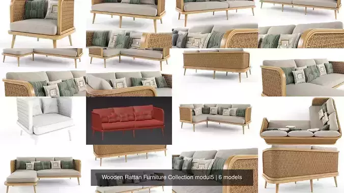 Wooden Rattan Furniture Collection modul 6 