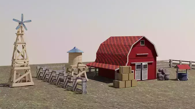 Farm Assets Low-poly 3D model