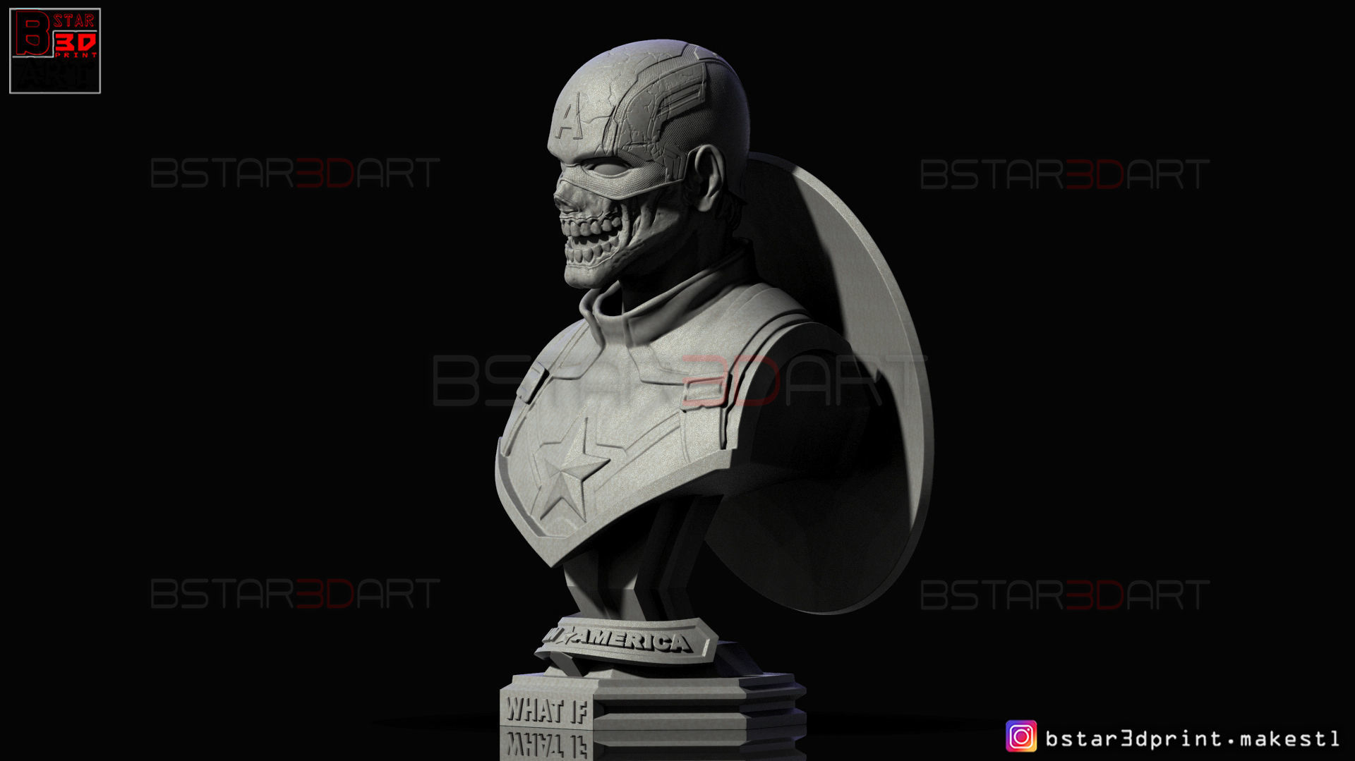 Zombie Captain America Bust - Marvel What If Comics  3D print model_7