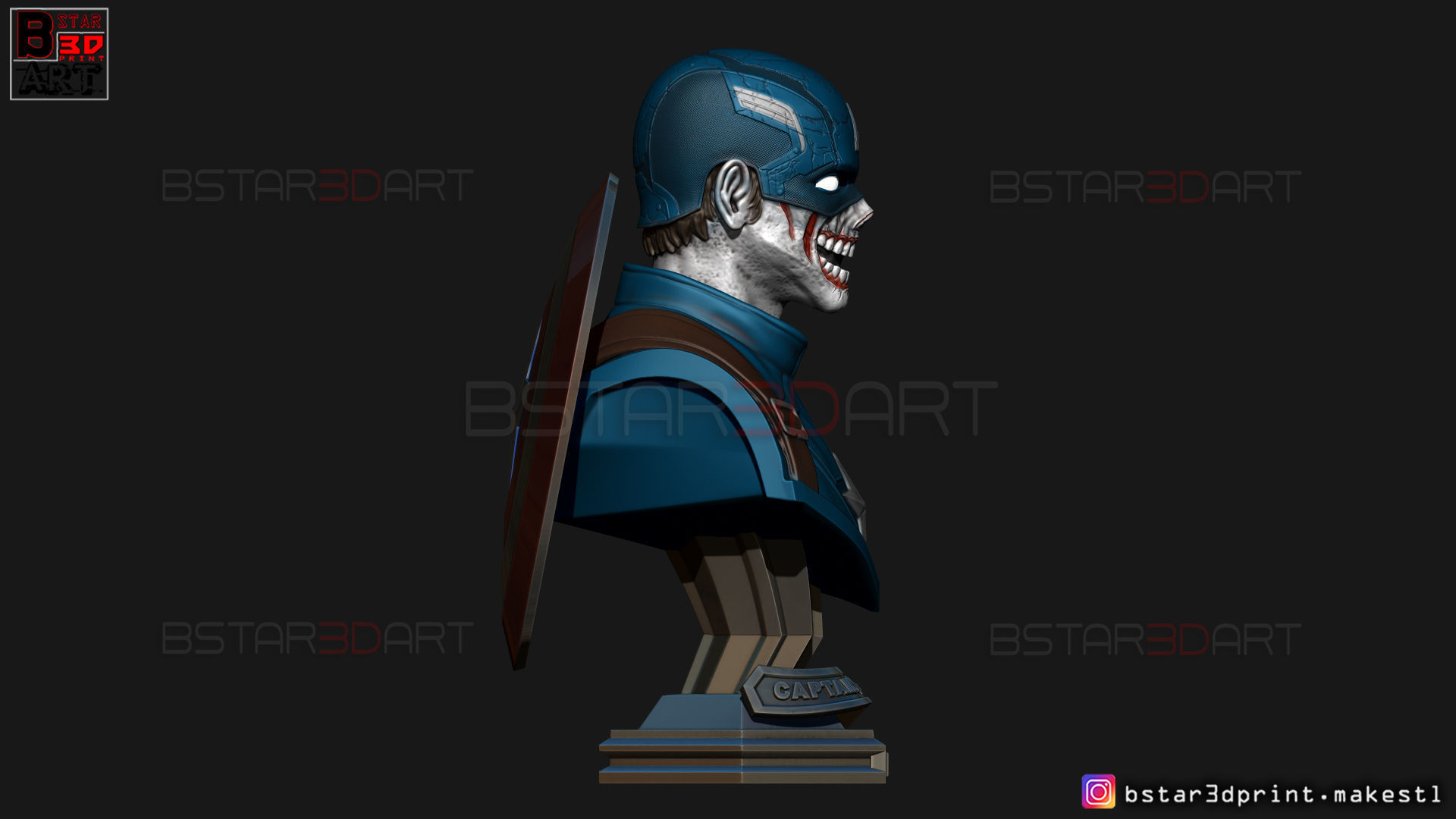 Zombie Captain America Bust - Marvel What If Comics  3D print model_17