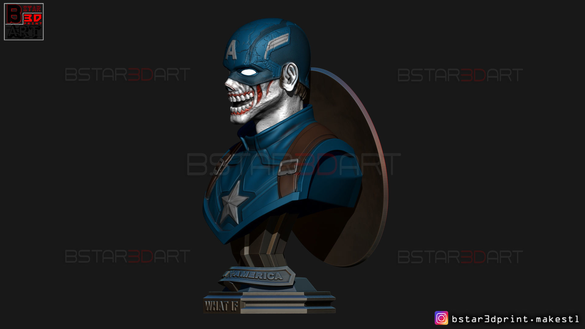 Zombie Captain America Bust - Marvel What If Comics  3D print model_12