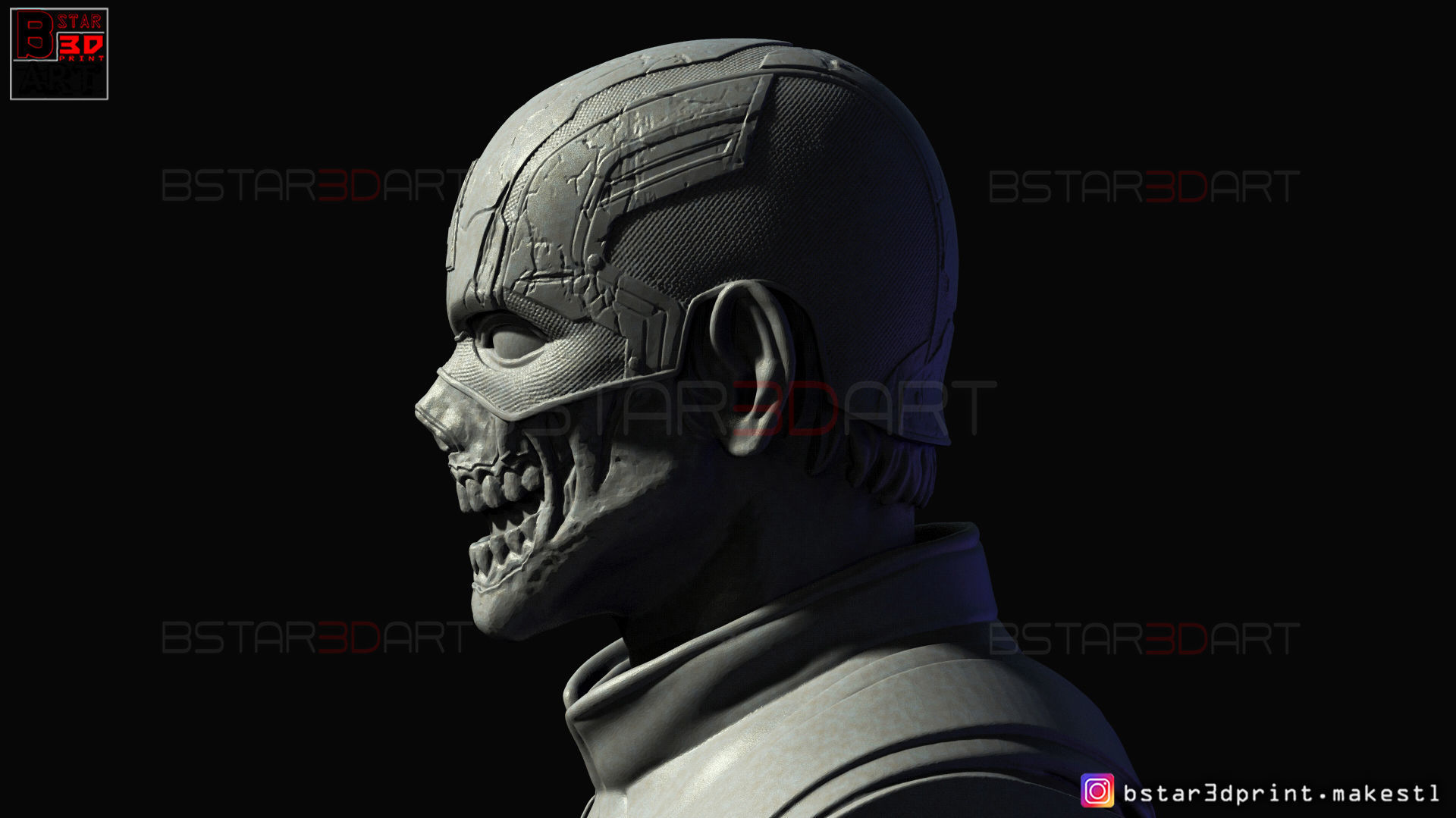 Zombie Captain America Bust - Marvel What If Comics  3D print model_27