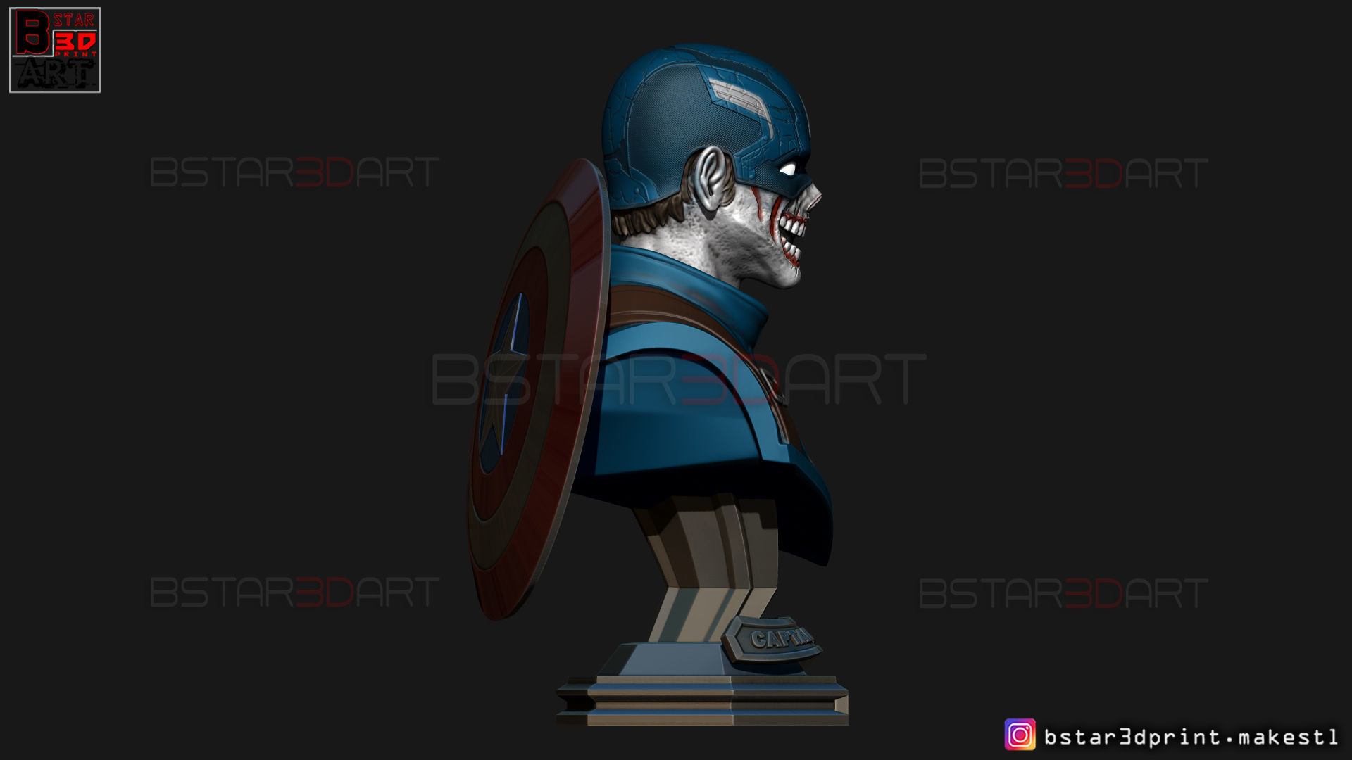 Zombie Captain America Bust - Marvel What If Comics  3D print model_16