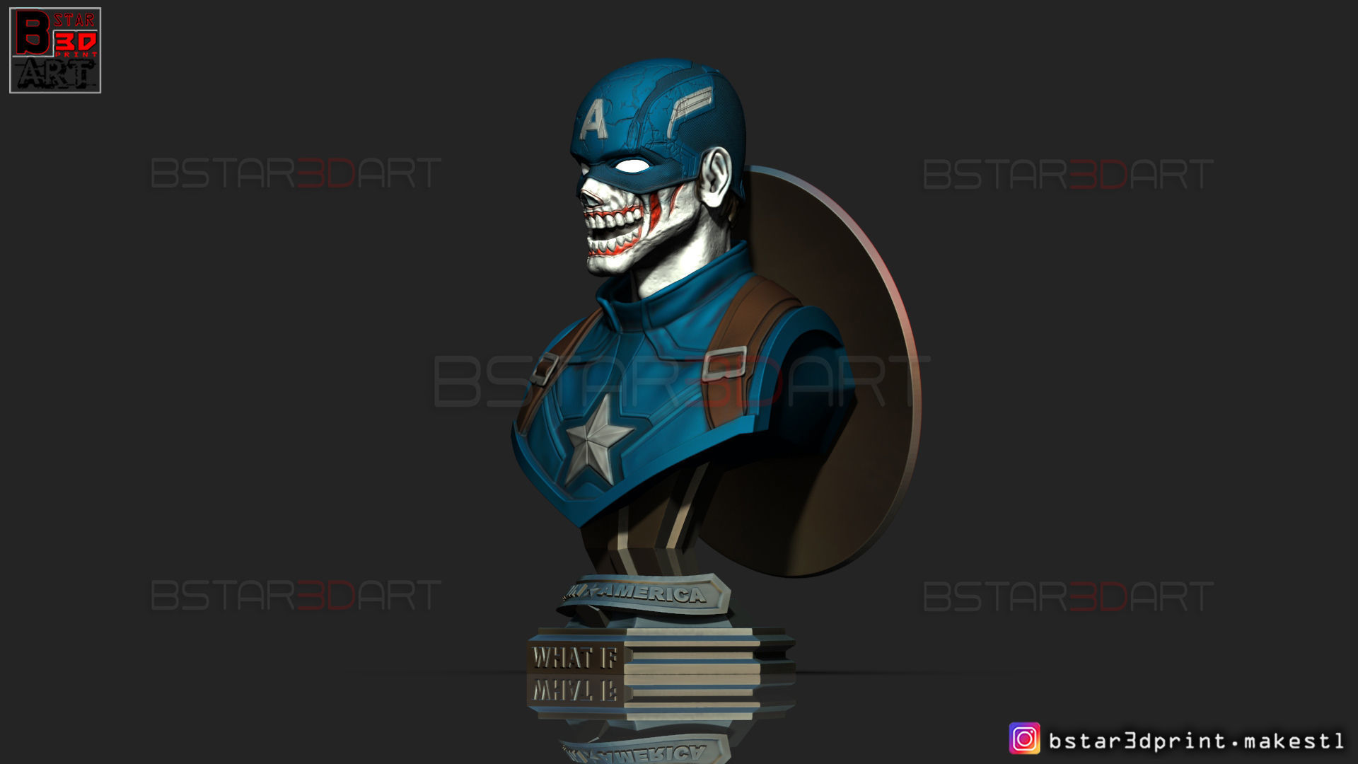 Zombie Captain America Bust - Marvel What If Comics  3D print model_3
