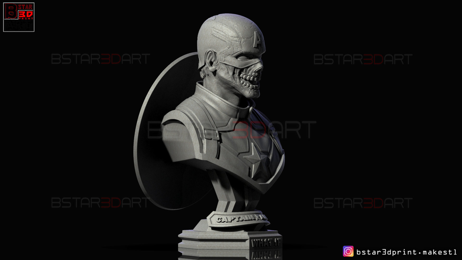 Zombie Captain America Bust - Marvel What If Comics  3D print model_10