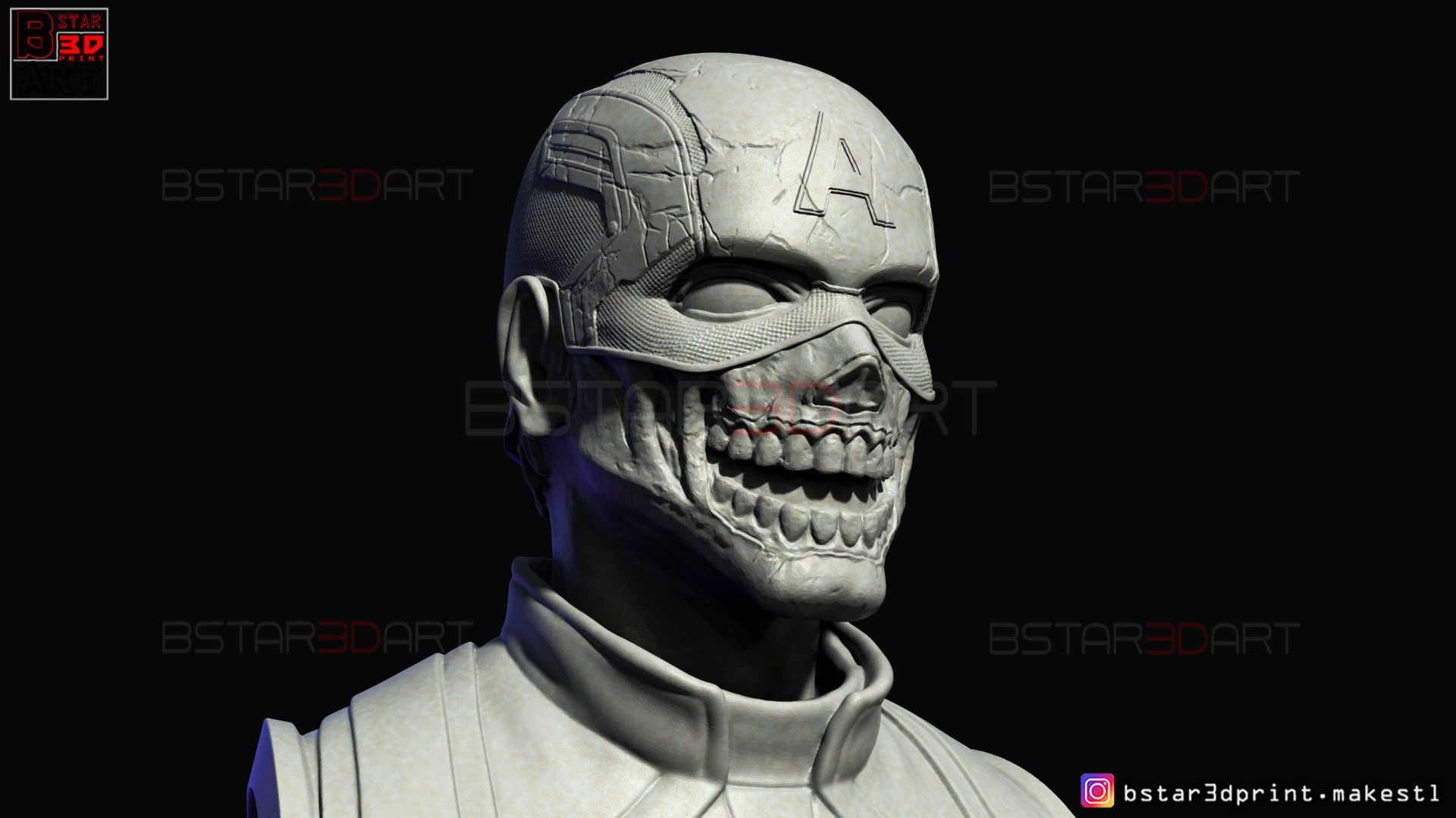 Zombie Captain America Bust - Marvel What If Comics  3D print model_26