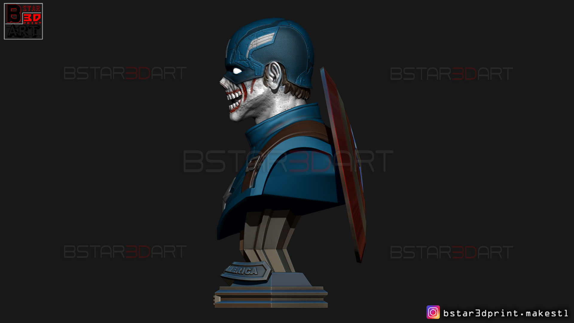 Zombie Captain America Bust - Marvel What If Comics  3D print model_13