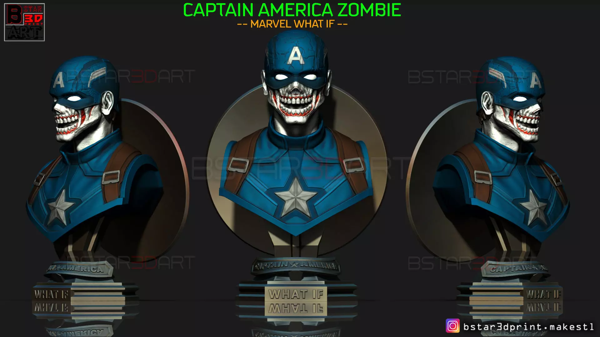 Zombie Captain America Bust - Marvel What If Comics  3D print model_0