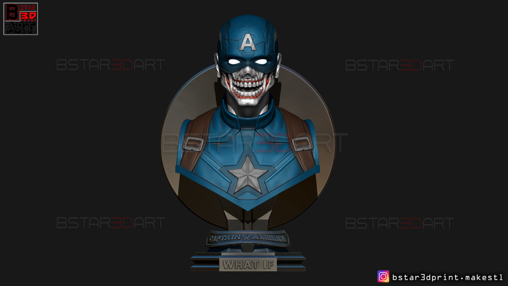 Zombie Captain America Bust - Marvel What If Comics  3D print model_11